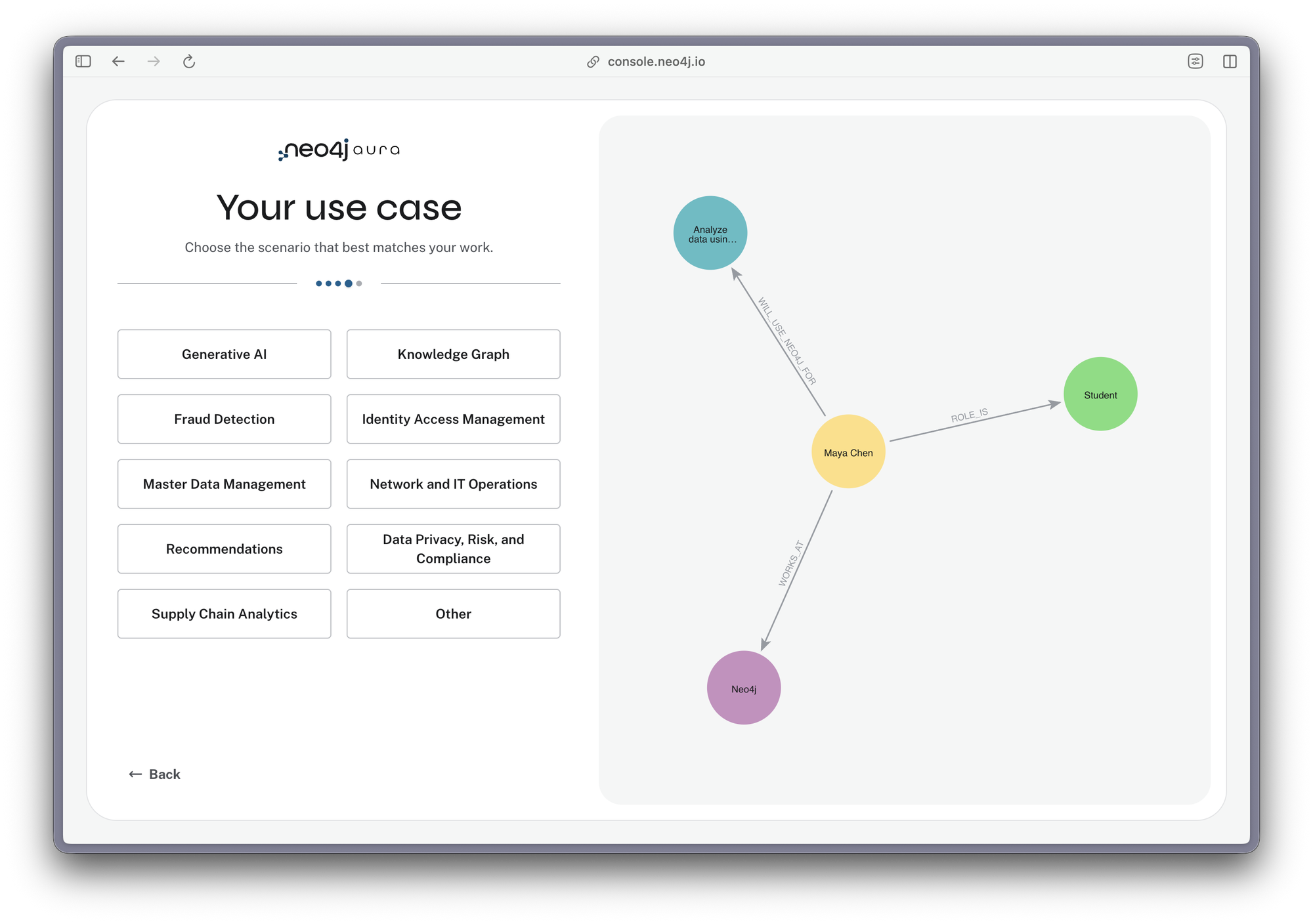 The Your use case step of Aura account setup