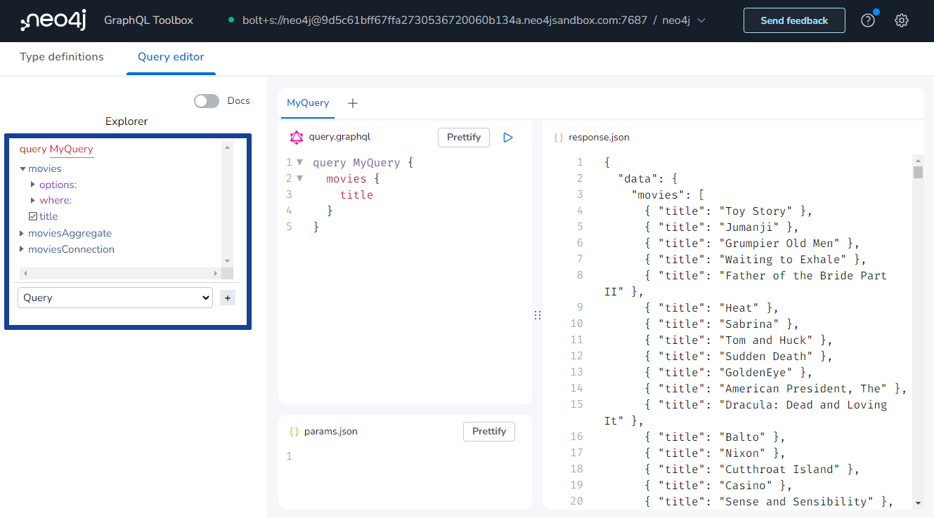 Toolbox highlighting the 3 query operations