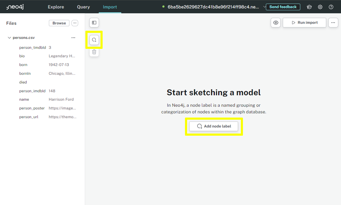 The add node button in data importer