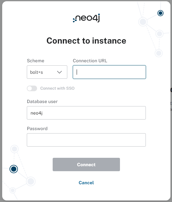 The connect dialog in the data importer