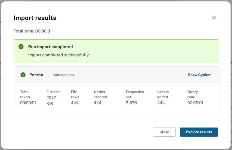 The import summary in data importer