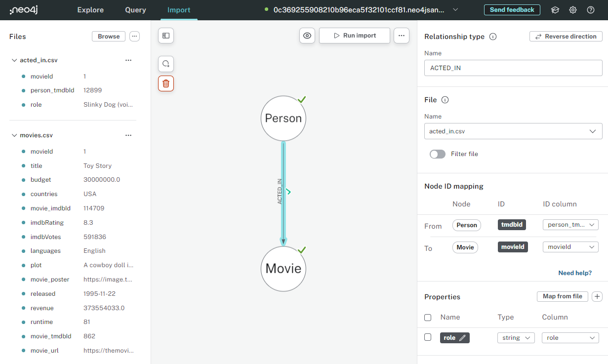 Data Importer showing the setup of the ACTED_IN relationship as described above