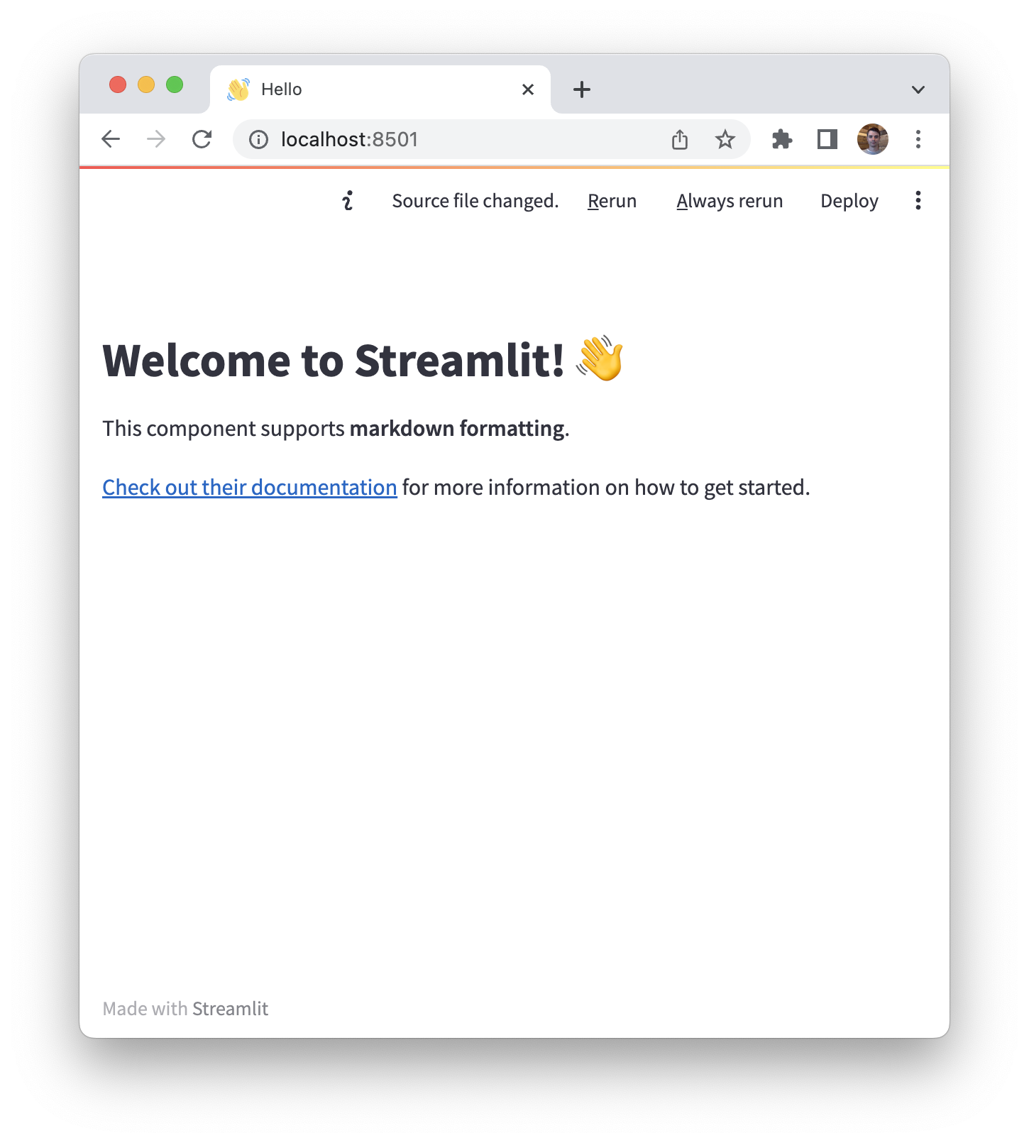 Streamlit Hello World Example